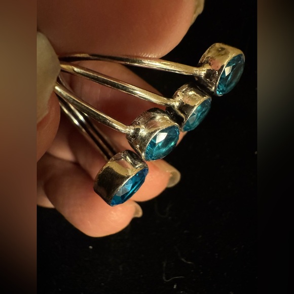 Beautiful Blue Topaz 8.5 Ring 925 Silver Plated - Picture 5 of 13